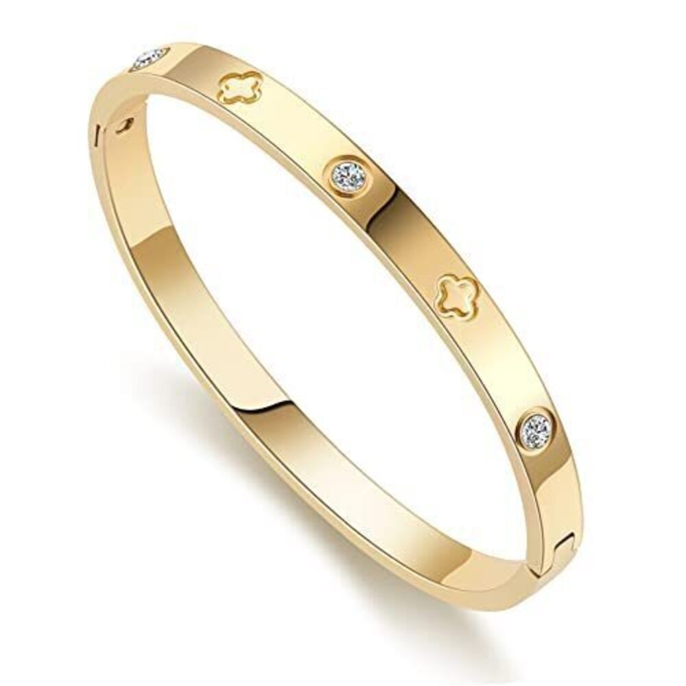 4636 18K Gold-plated Bangle Bracelets Love Gifts Clover Bracelet Stainless